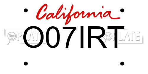 O07IRT California License Plate