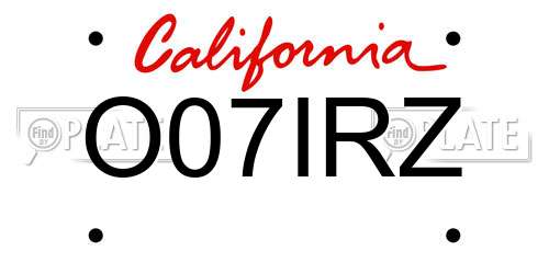 O07IRZ California License Plate