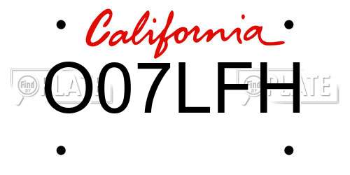 O07LFH California License Plate