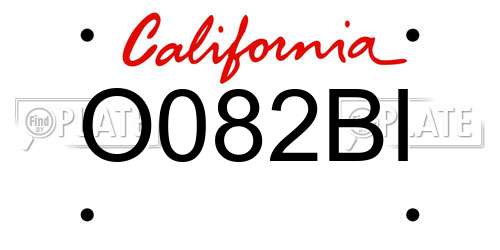 O082BI California License Plate