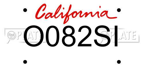 O082SI California License Plate