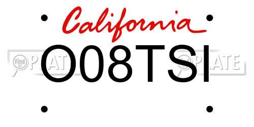 O08TSI California License Plate