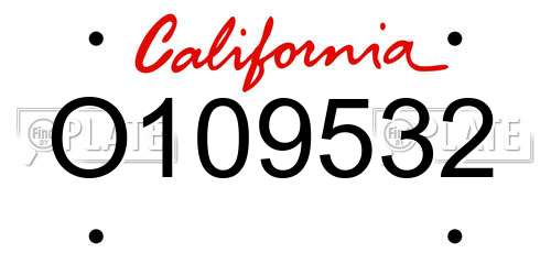 O109532 California License Plate