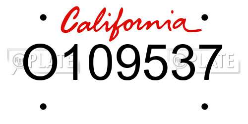 O109537 California License Plate