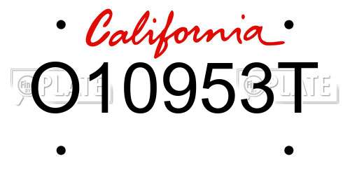 O10953T California License Plate