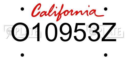 O10953Z California License Plate