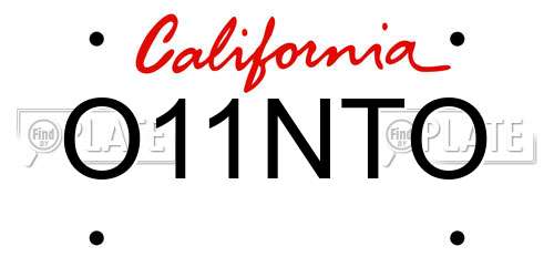 O11NTO California License Plate