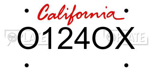 O124OX California License Plate