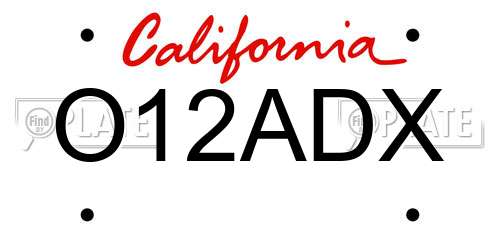 O12ADX California License Plate