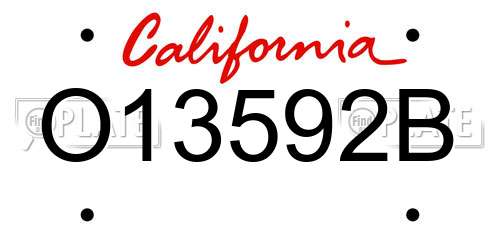 O13592B California License Plate