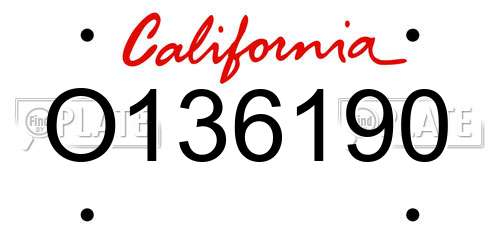 O136190 California License Plate