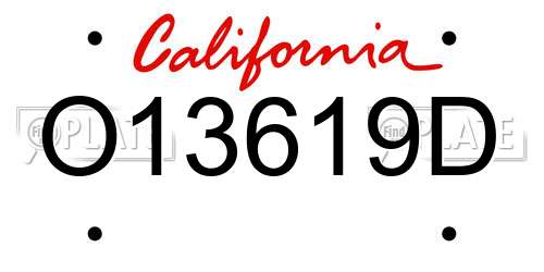O13619D California License Plate