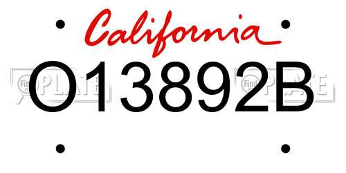 O13892B California License Plate