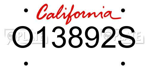 O13892S California License Plate