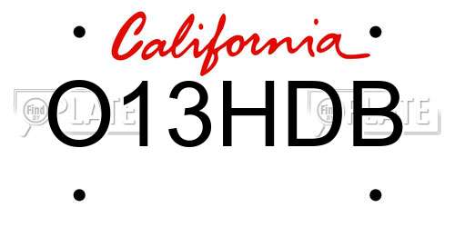 O13HDB California License Plate