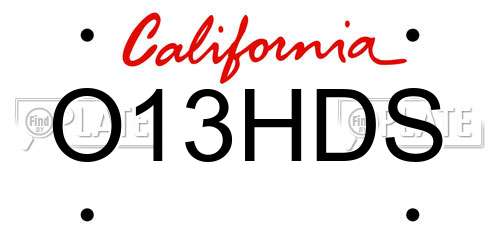 O13HDS California License Plate