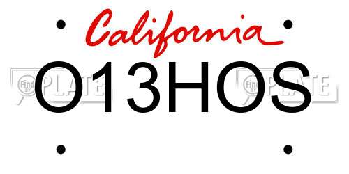 O13HOS California License Plate