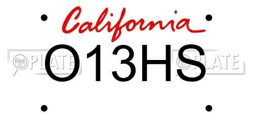 O13HS California License Plate