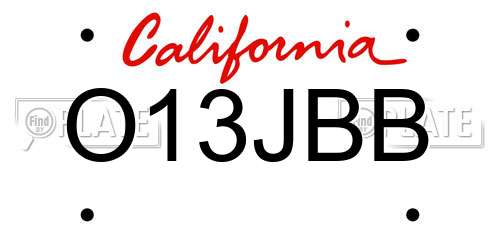 O13JBB California License Plate