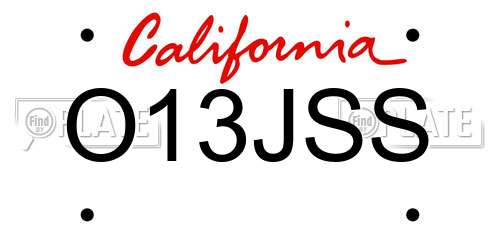 O13JSS California License Plate