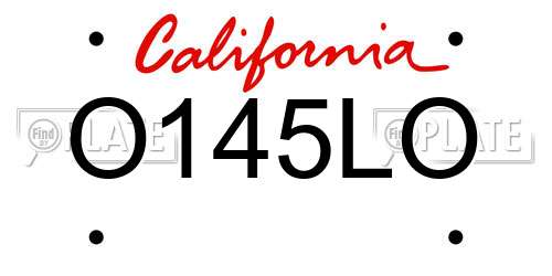 O145LO California License Plate
