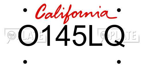 O145LQ California License Plate