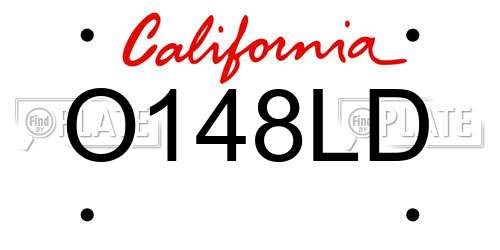 O148LD California License Plate