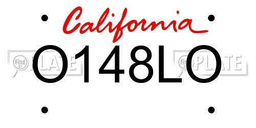 O148LO California License Plate