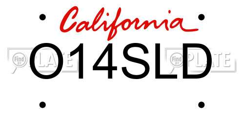 O14SLD California License Plate