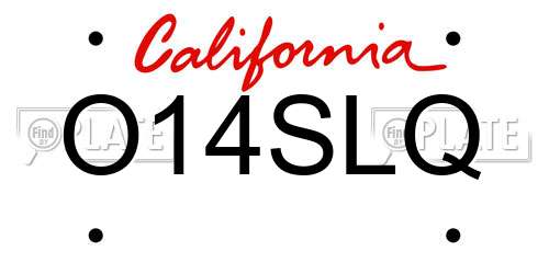 O14SLQ California License Plate