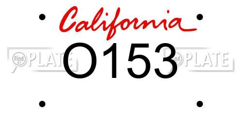 O153 California License Plate
