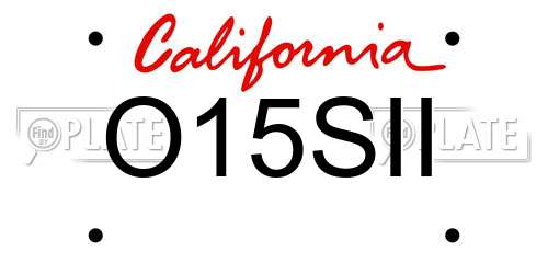O15SII California License Plate