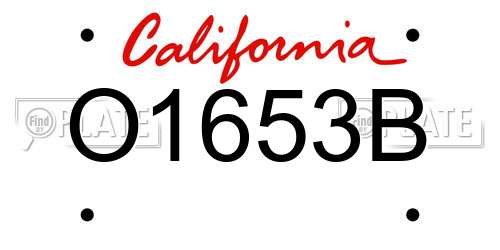 O1653B California License Plate