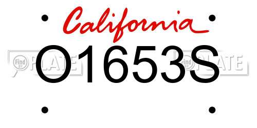 O1653S California License Plate