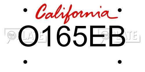 O165EB California License Plate
