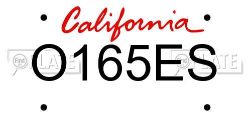 O165ES California License Plate