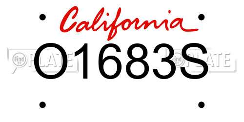 O1683S California License Plate