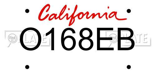 O168EB California License Plate
