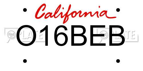 O16BEB California License Plate