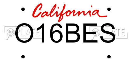O16BES California License Plate