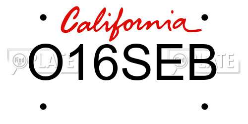 O16SEB California License Plate