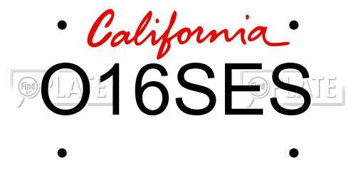 O16SES California License Plate
