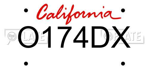 O174DX California License Plate