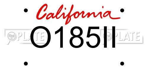 O185II California License Plate