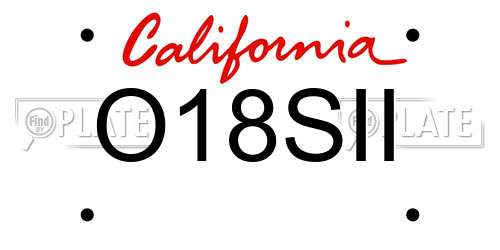O18SII California License Plate