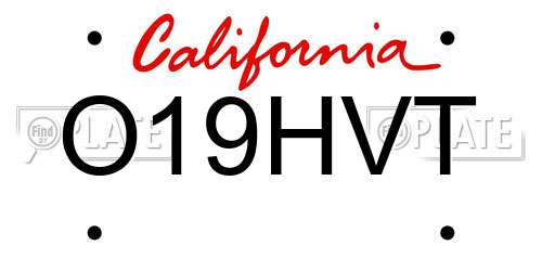 O19HVT California License Plate