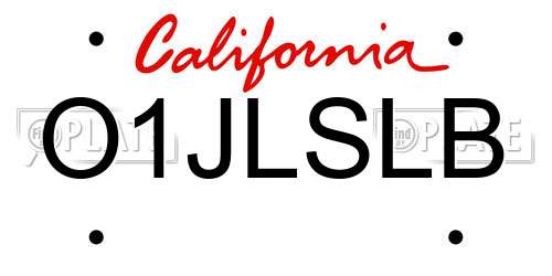 O1JLSLB California License Plate