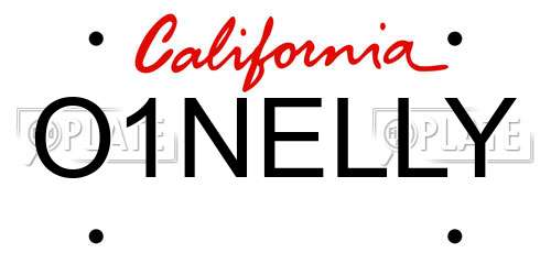 O1NELLY California License Plate