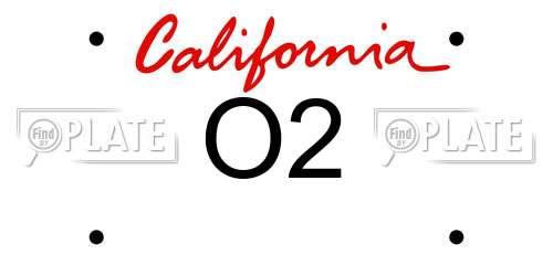 O2 California License Plate
