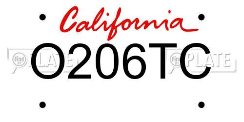 O206TC California License Plate